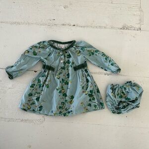 Oso & Me Green Floral Dress with Velvet Embroidery